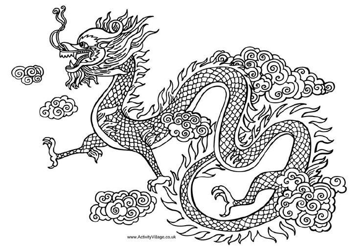 Chinese+Dragon+Drawings | Great Chinese Dragon black and white 