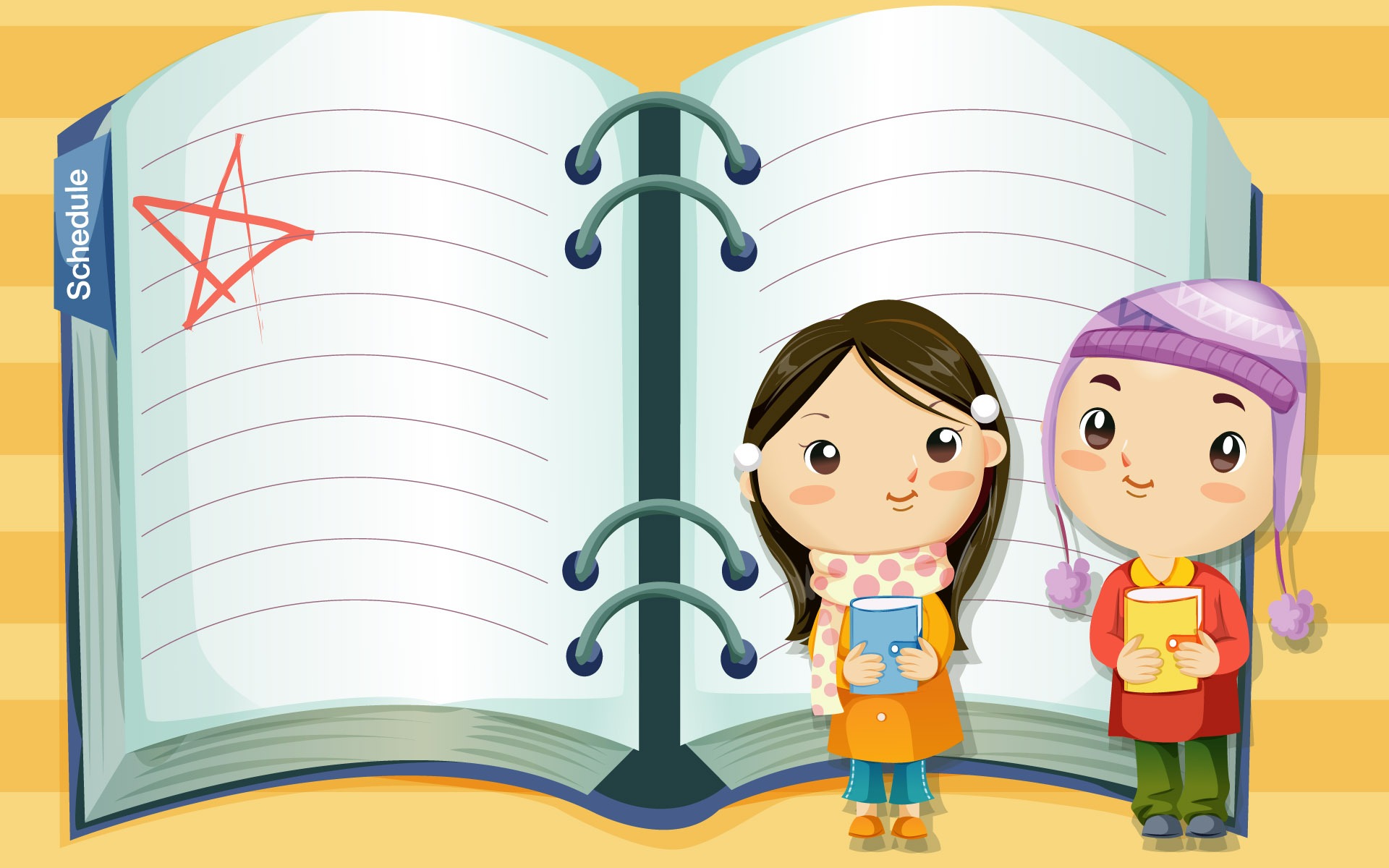 Cartoon couple by a notebook wallpaper #8784