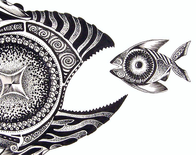 Image gallery for : ink drawings of fish
