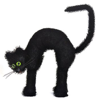 : Black Cat with Green Eyes Halloween Party Prop 