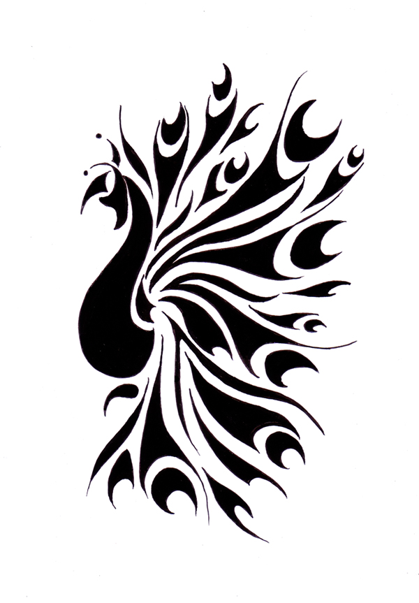 Peacock Tattoo Design Black and White