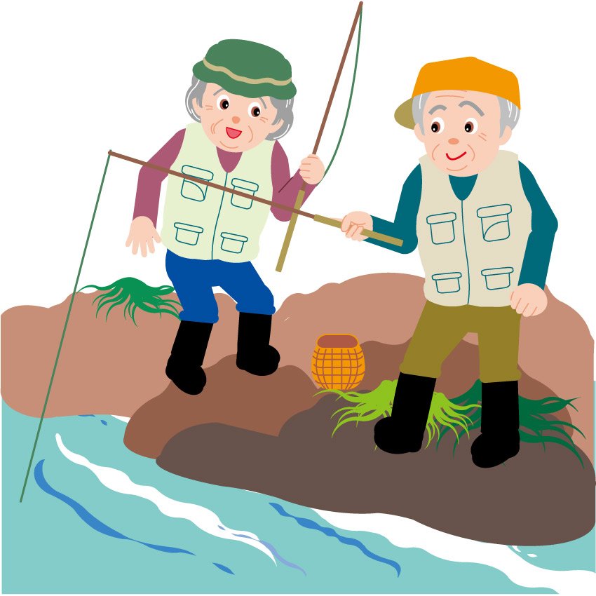 Vector cartoon old couple fishing | Vector Images - Free Vector 