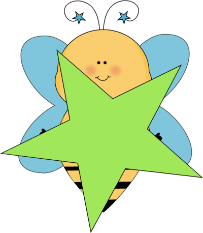Blue Star Bee with a Green Star Clip Art - Blue Star Bee with a 