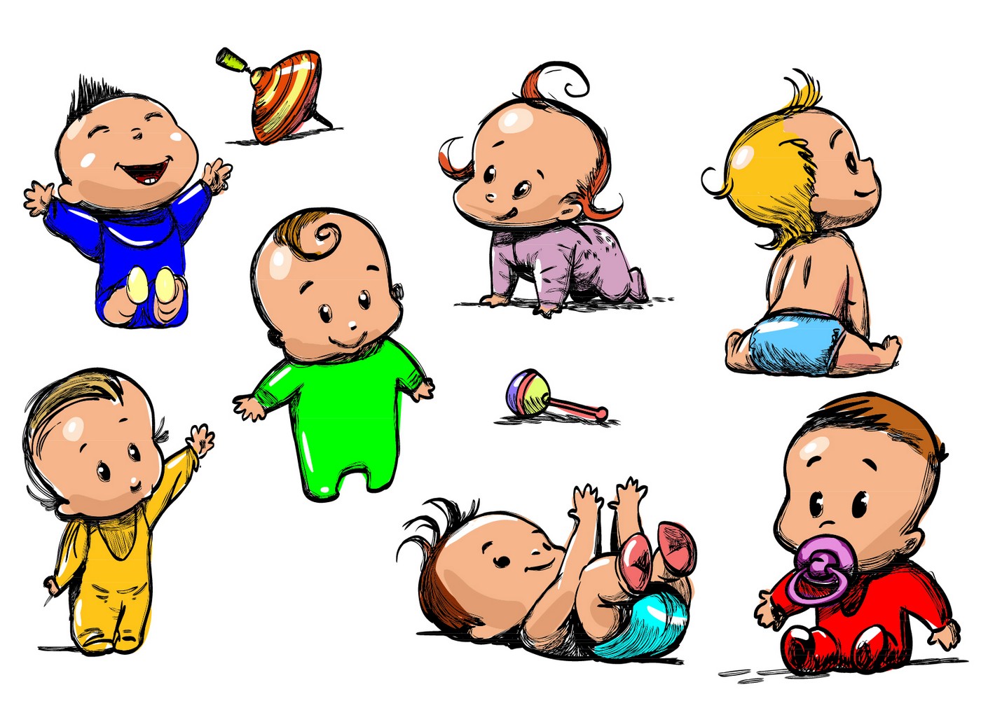 Cartoon Baby, Children, Kids 07 Vector EPS Free Download, Logo 