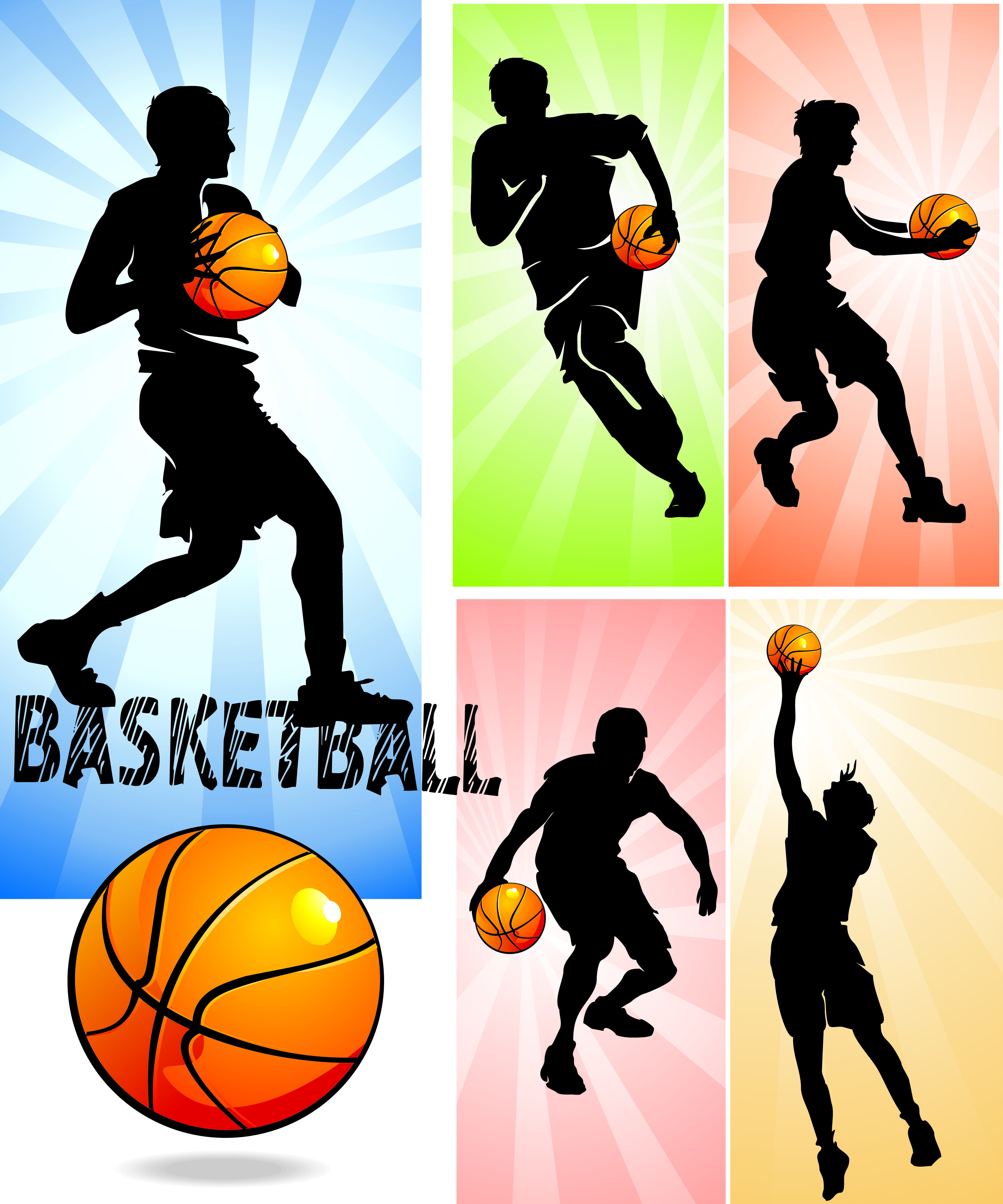 Basketball silhouette character vector Free Vector 