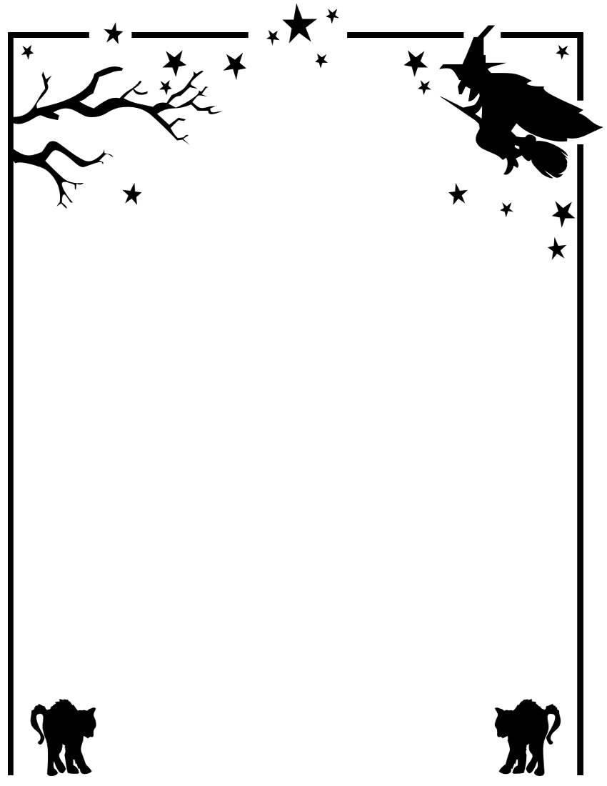 Witch Cat Border Page Clip Art Download