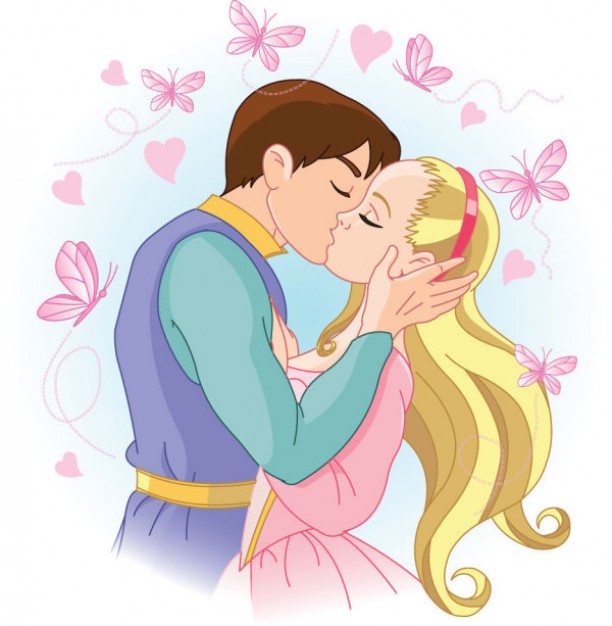 cute couples kissing cartoon