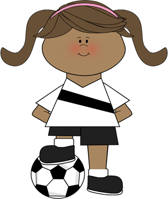 Girl With Foot on Soccer Ball Clip Art - Girl With Foot on Soccer 