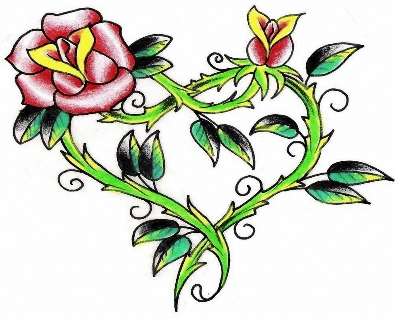 Flower And Heart Tattoos - Clipart library