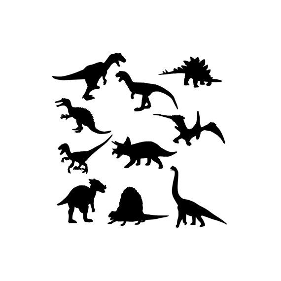 Dinosaur Clipart Digital Download, Silhouette Graphics Clip Art Set P…