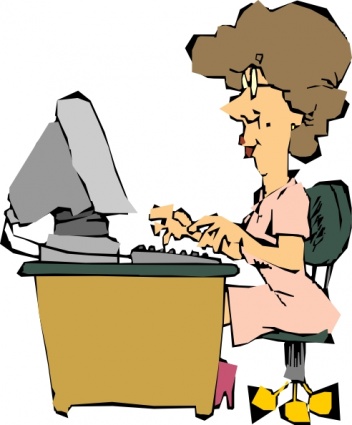 Woman Using A Computer clip art - Download free Other vectors