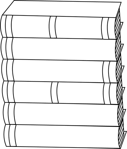 Black and White Stack of Books Clip Art - Black and White Stack of 