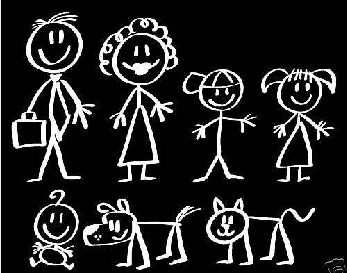Stick People Family FIGURES DECALS STICKERS CAR WINDOW [MD-0039 