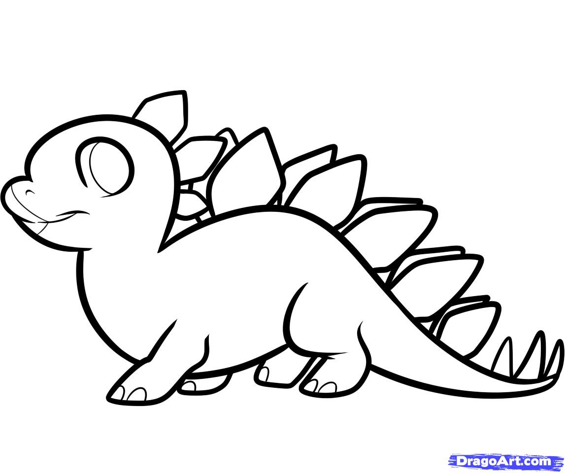 How to Draw a Stegosaurus for Kids, Step by Step, Dinosaurs For 