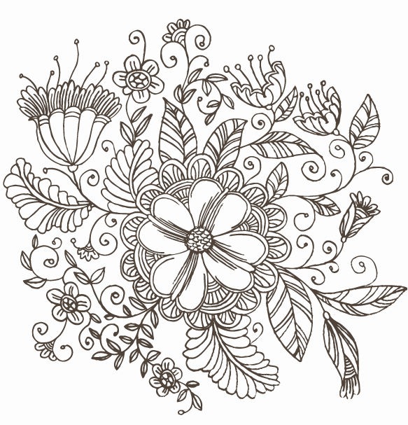 Line Drawing Swirl Flower Pattern Vector Graphic | Free Vector 