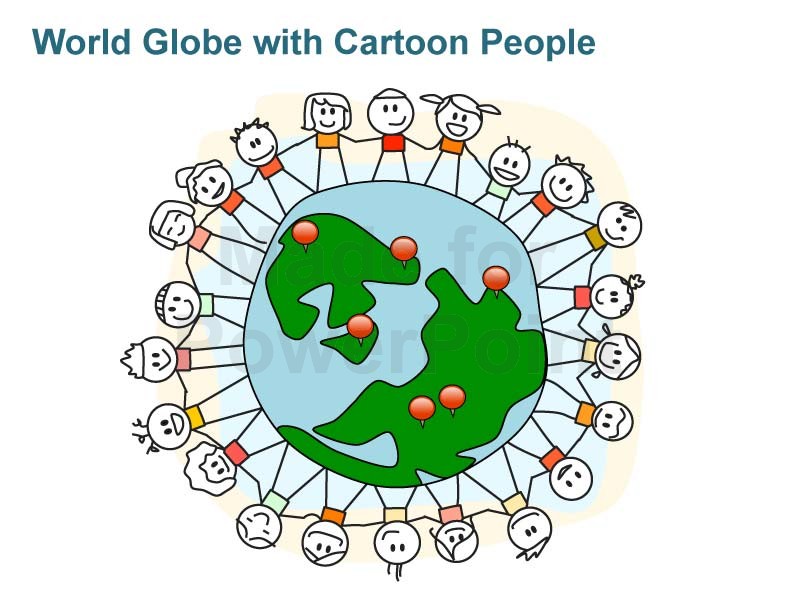 World Globe with Cartoon People - Download Editable PPT