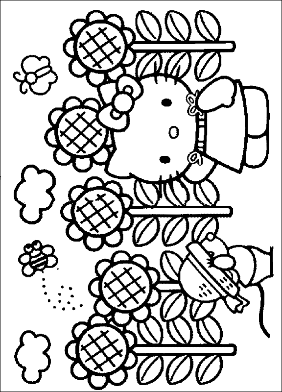 Hello Kitty Sunflower Coloring Page - Hello Kitty Photo (25604582 