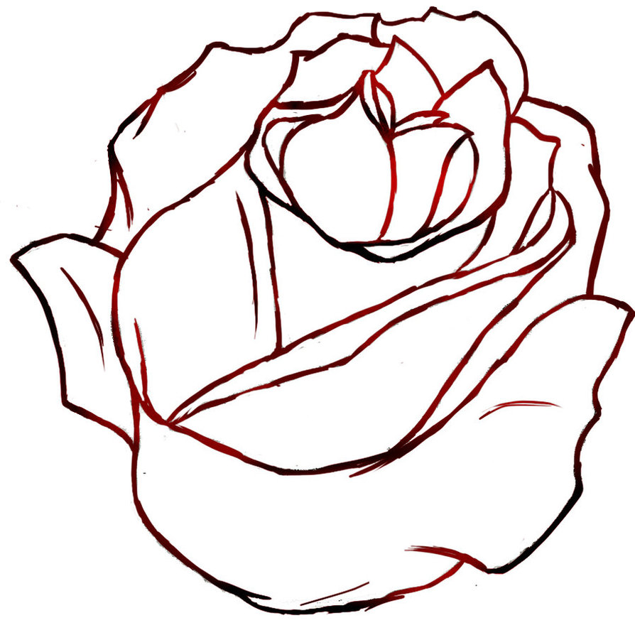 Red Rose Outline Clipart - Gallery