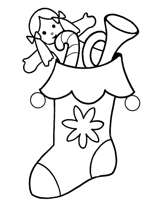 Learning Years: Christmas Coloring Pages - Stocking full of 