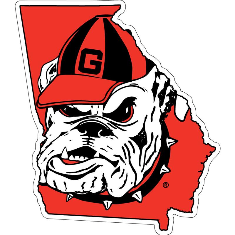UGA Georgia Bulldogs State with Logo Decal - Old Bulldog - ClipArt 