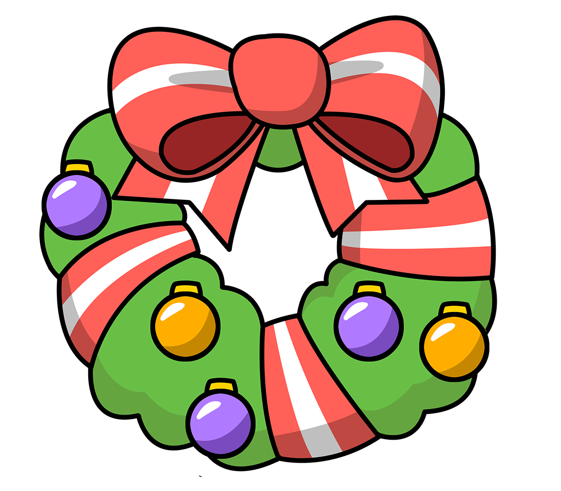 Free Cute Cartoon Christmas Wreath Clip Art