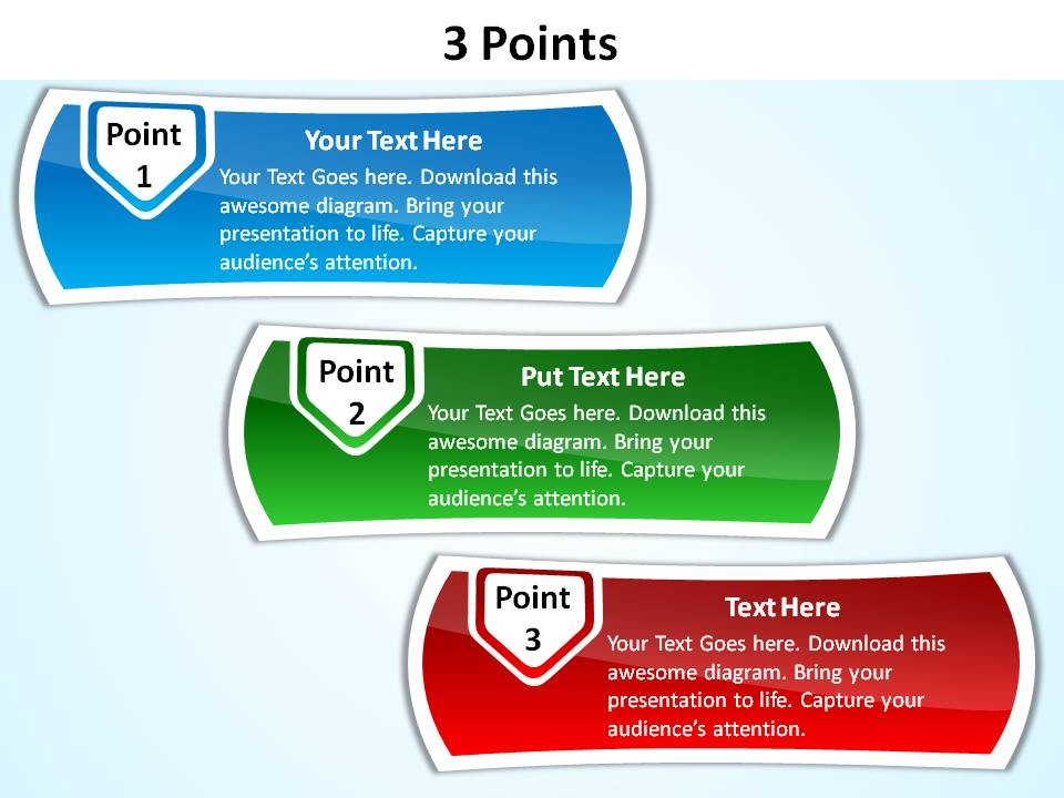 3 points with textboxes slides presentation diagrams templates 