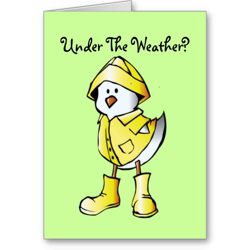 Cute Kids Rainy Day Cartoon Chick Custom Get Well Greeting Cards 