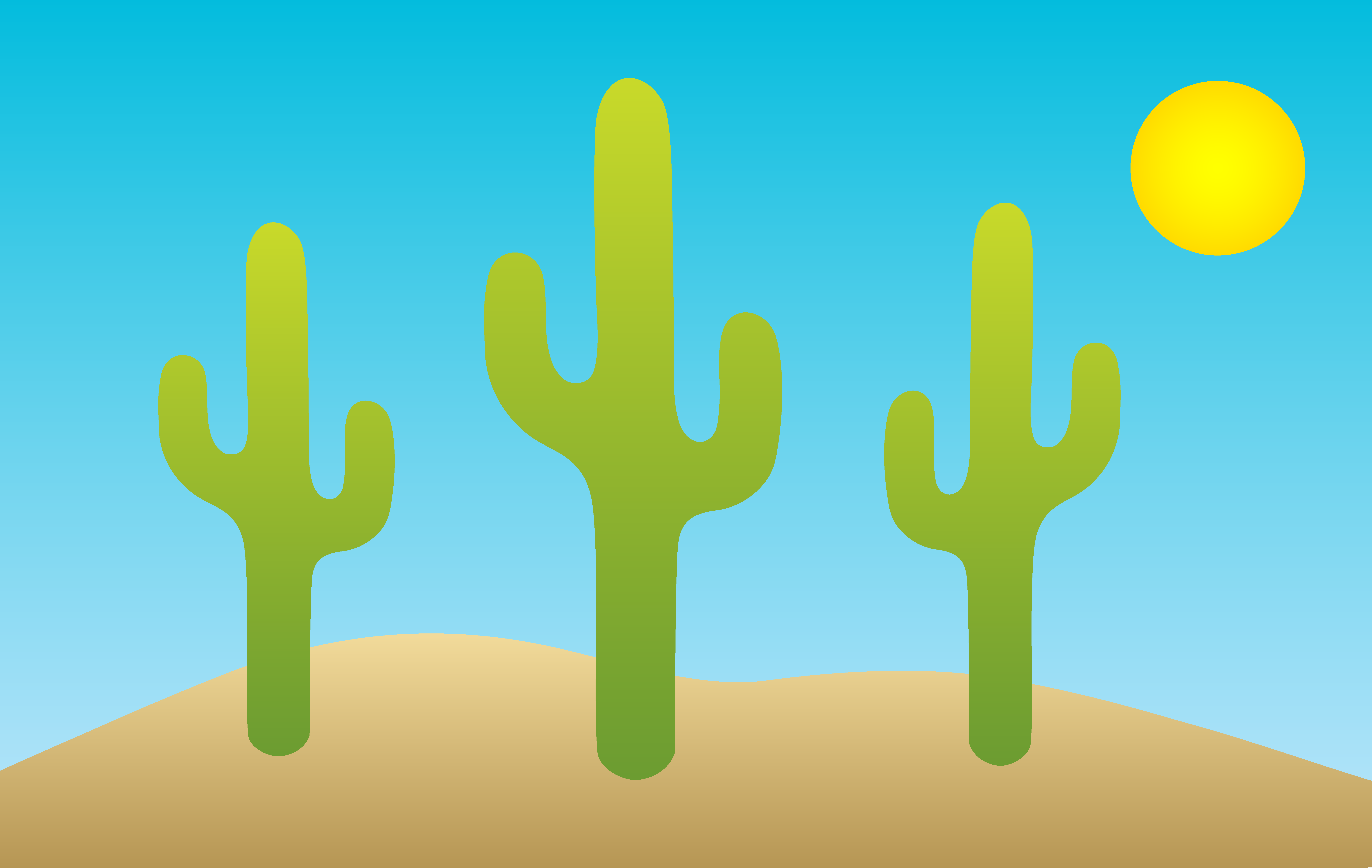 Desert Scene With Saguaro Cacti - Free Clip Art