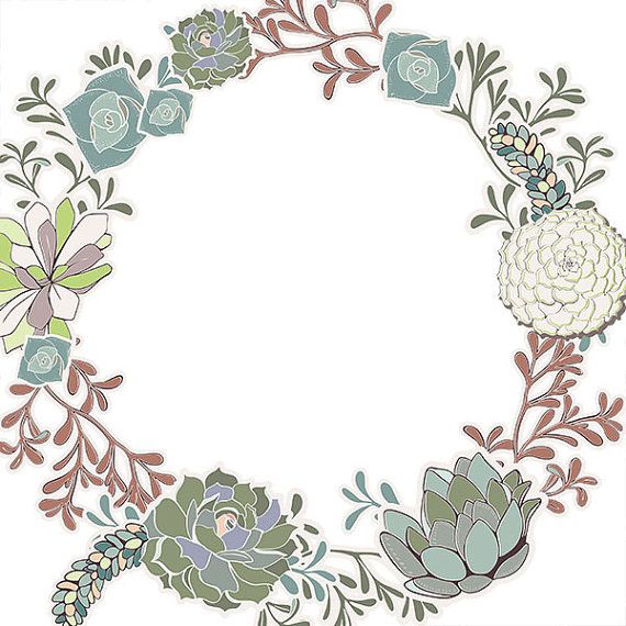 Wreath Clip Art - Succulents - Floral Borders ClipArt - Flower Cluste�