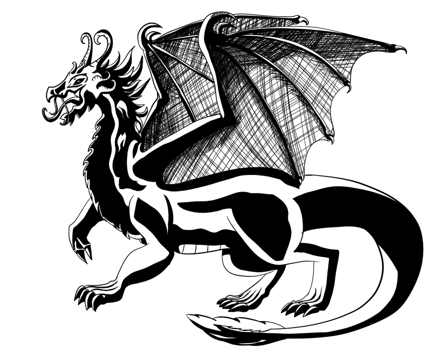 free black and white dragon clipart - photo #38