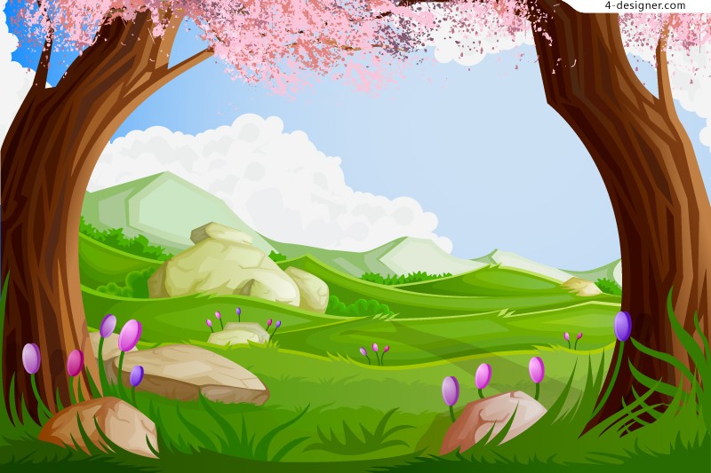 cute cartoon nature background - Clip Art Library