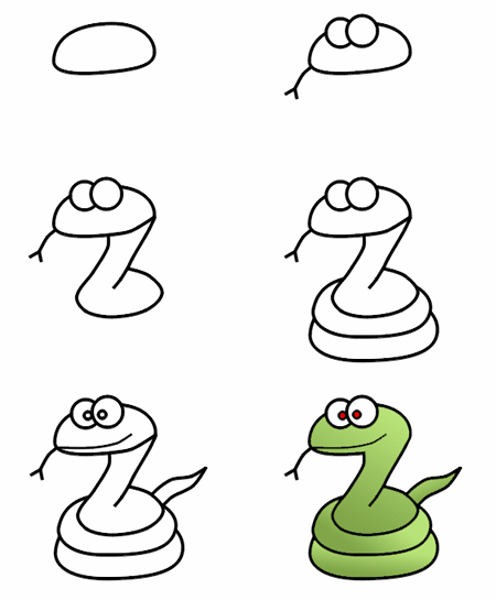 snake drawing easy step by step - Clip Art Library