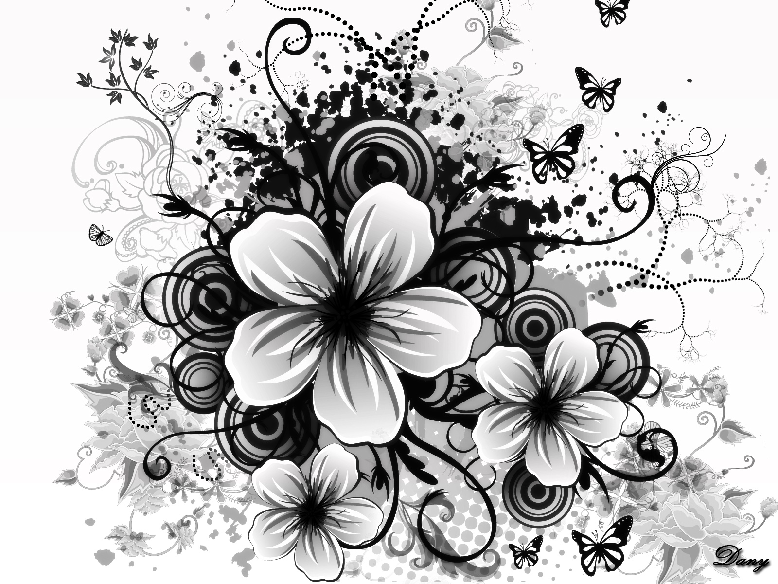 flower design background black and white