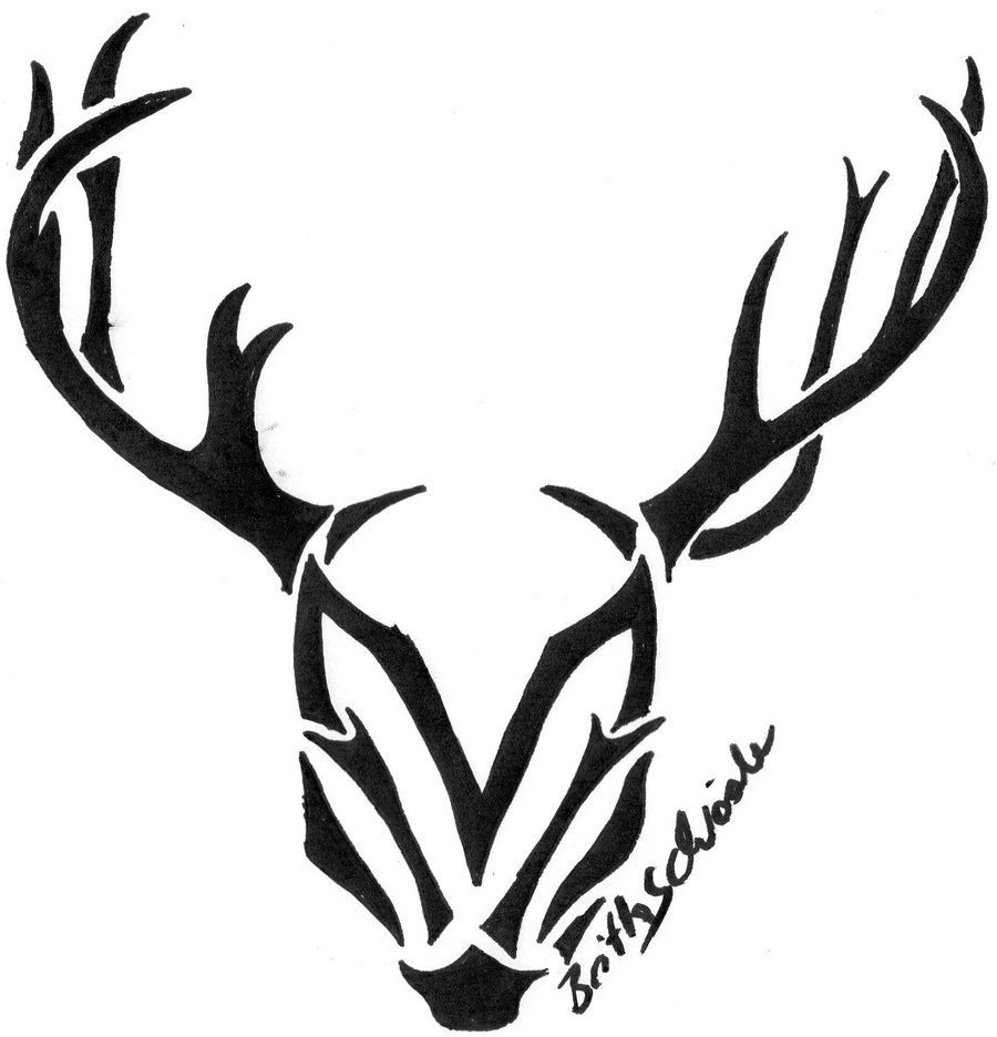 Deer Skull Tribal Drawing - Gallery