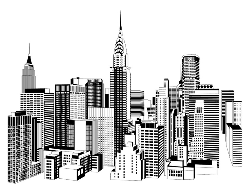 New York Skyline Black And White Drawing - Gallery