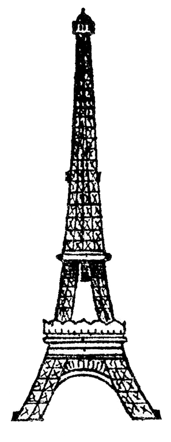 Eiffel Tower Picture - Vintage Line Drawing - The Graphics Fairy