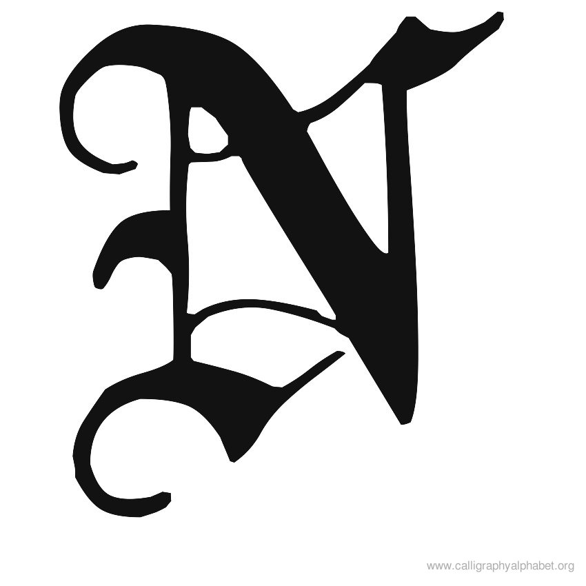 Calligraphy Alphabet N Alphabet N Calligraphy Sample Styles Clip