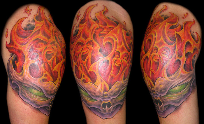 fire shoulder tattoo - Clip Art Library
