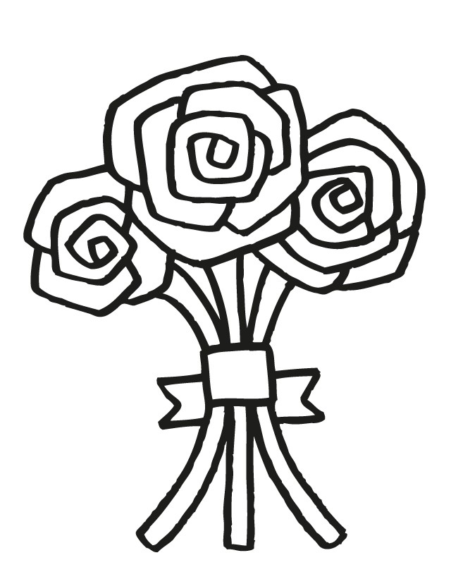 bunch of flowers black and white clipart