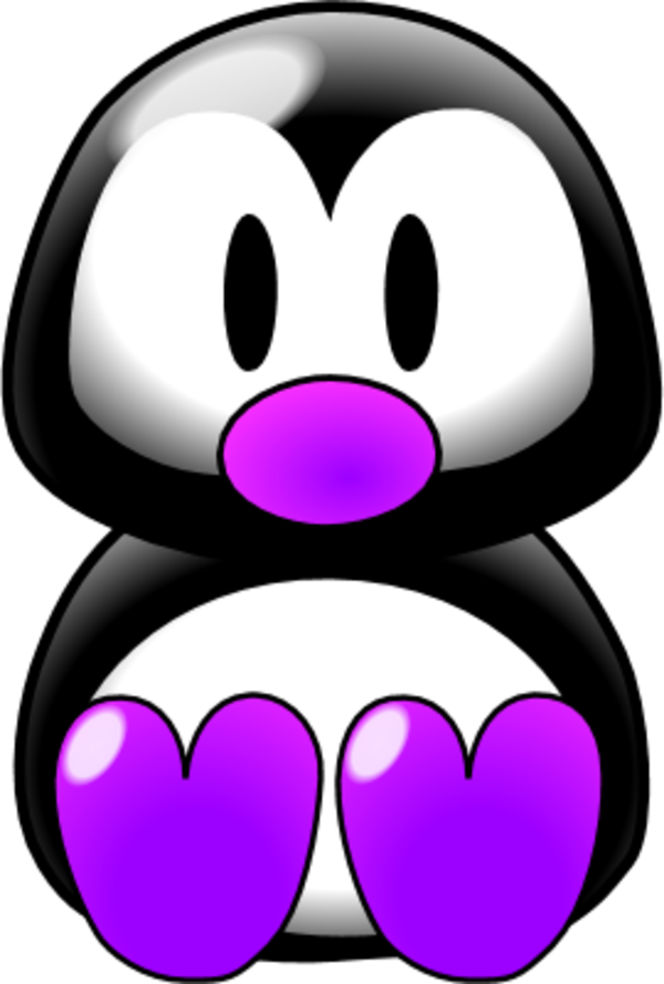 baby penguin sitting with feet forward - vector Clip Art