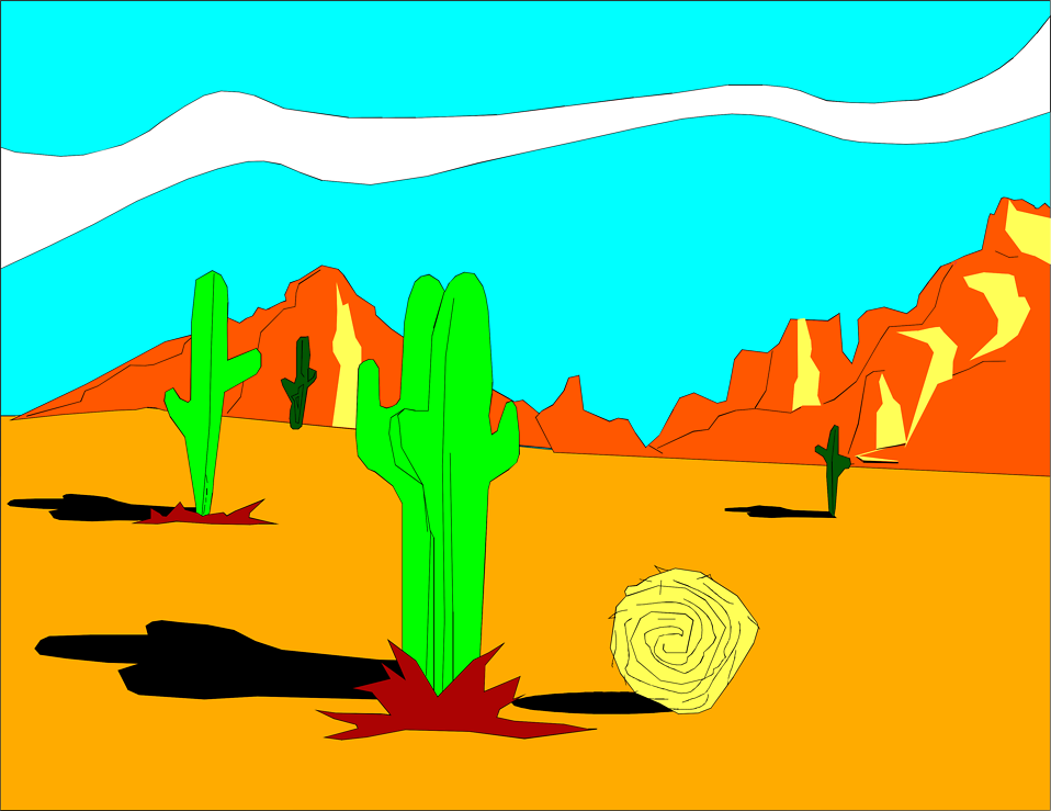 Free Stock Photos | Illustration of a desert landscape with cacti 