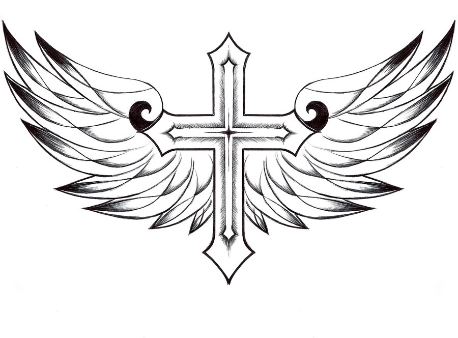 Drawings Of Crosses With Wings.
