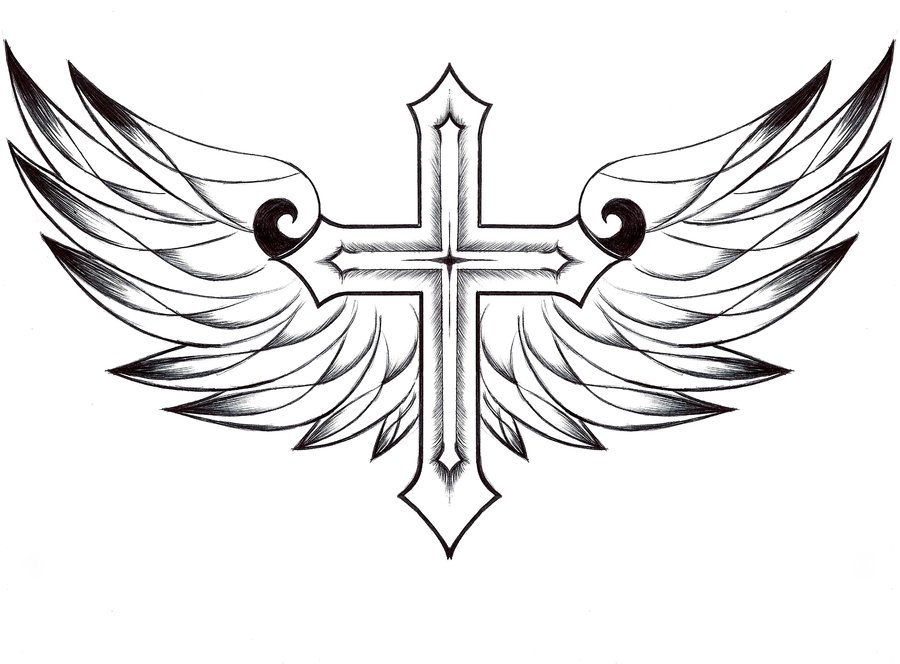 cross designs with wings wallpaper