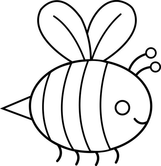 Cute Bumble Bee Line Art - Free Clip Art