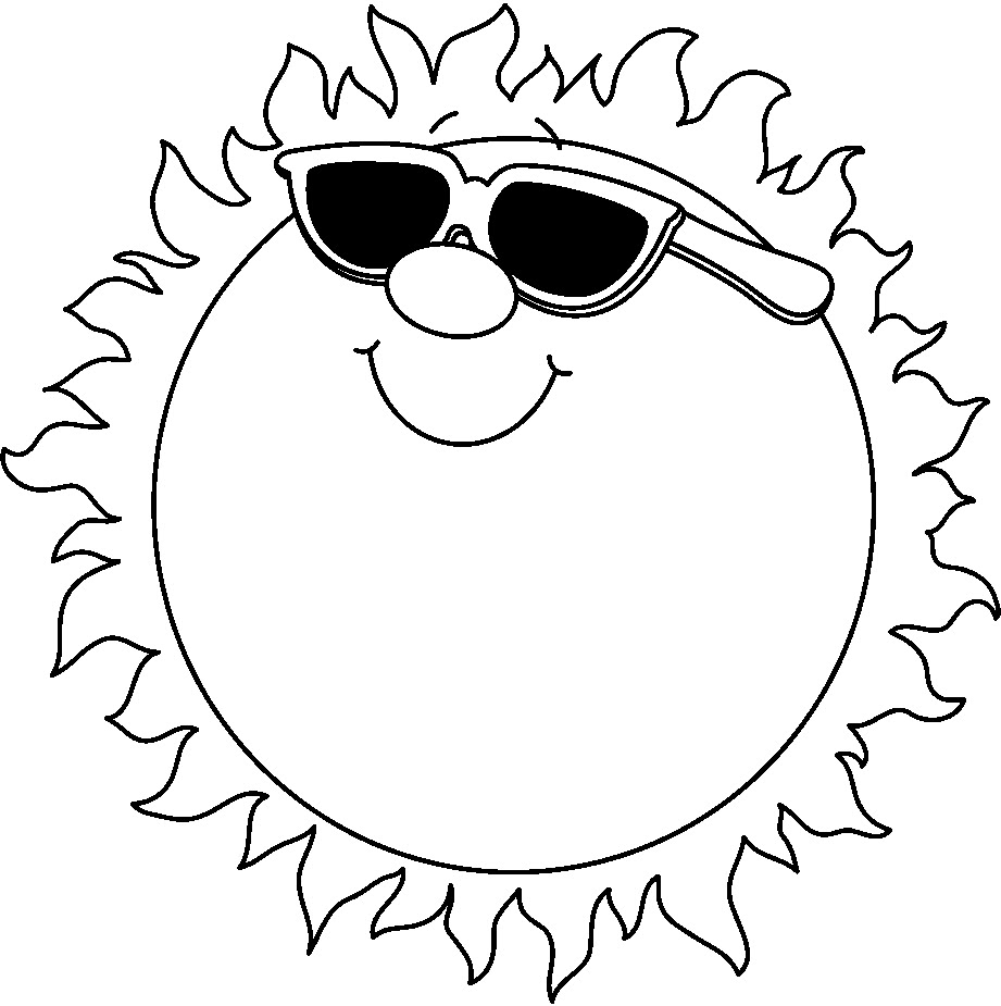 action words clipart black and white sun