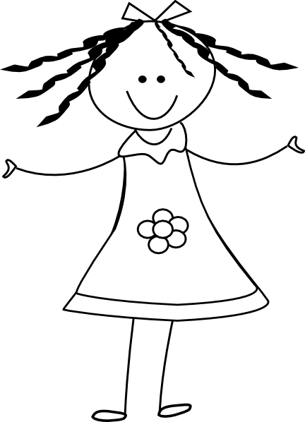 girl standing clip art black and white