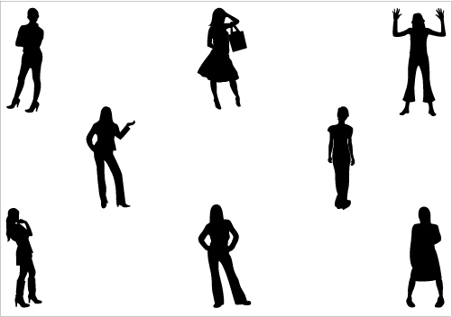 Woman Standing silhouette Vector PackSilhouette Clip Art