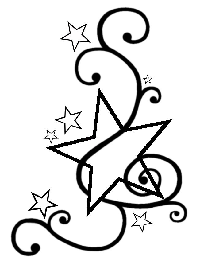 Stars with swirls tattoo | Tattoos | Clipart library