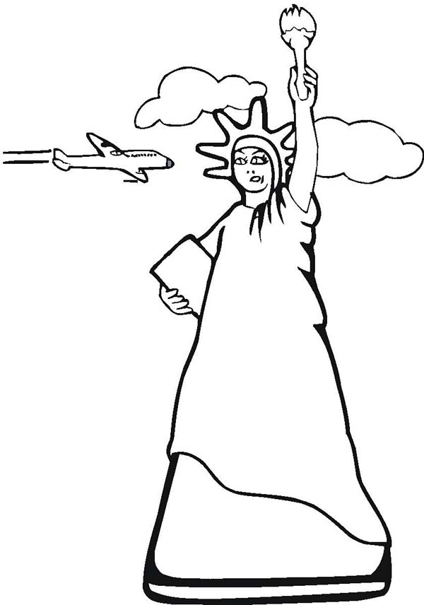 Statue of Liberty and Air Force One Coloring Page - Download 