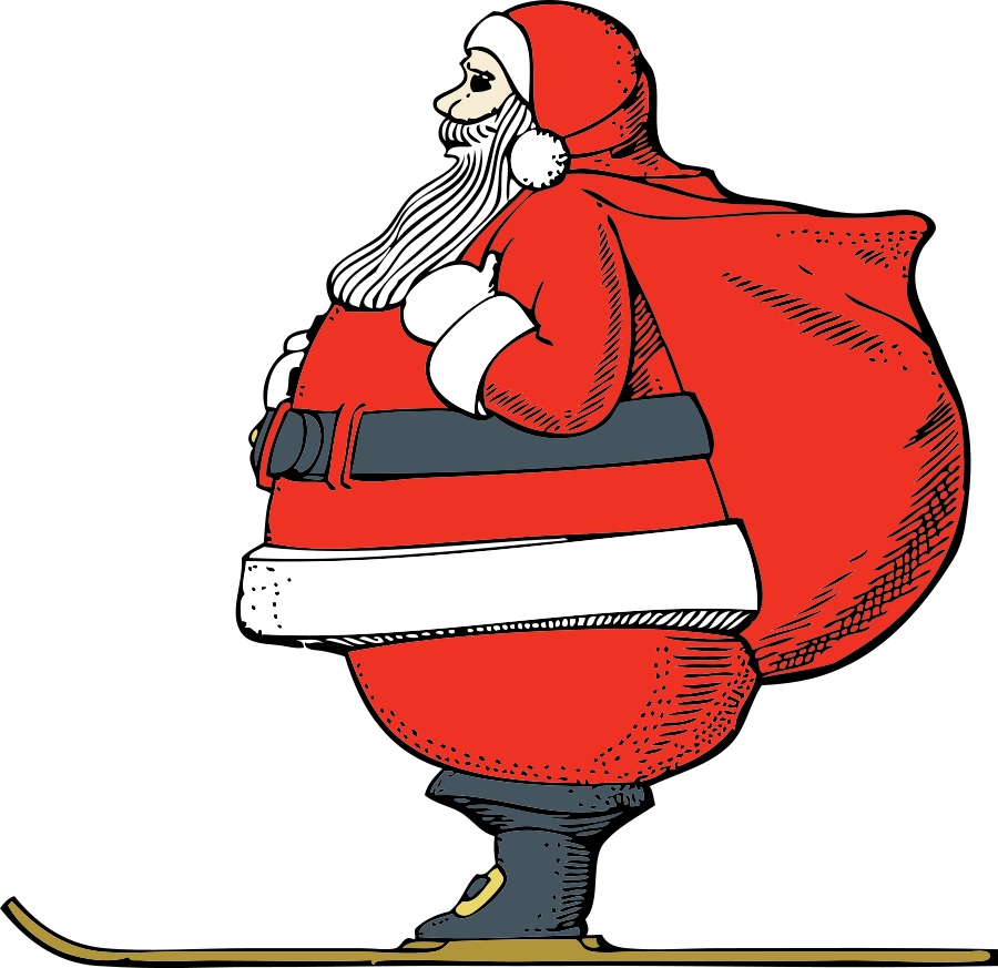Skiing Santa SVG Vector file, vector clip art svg file